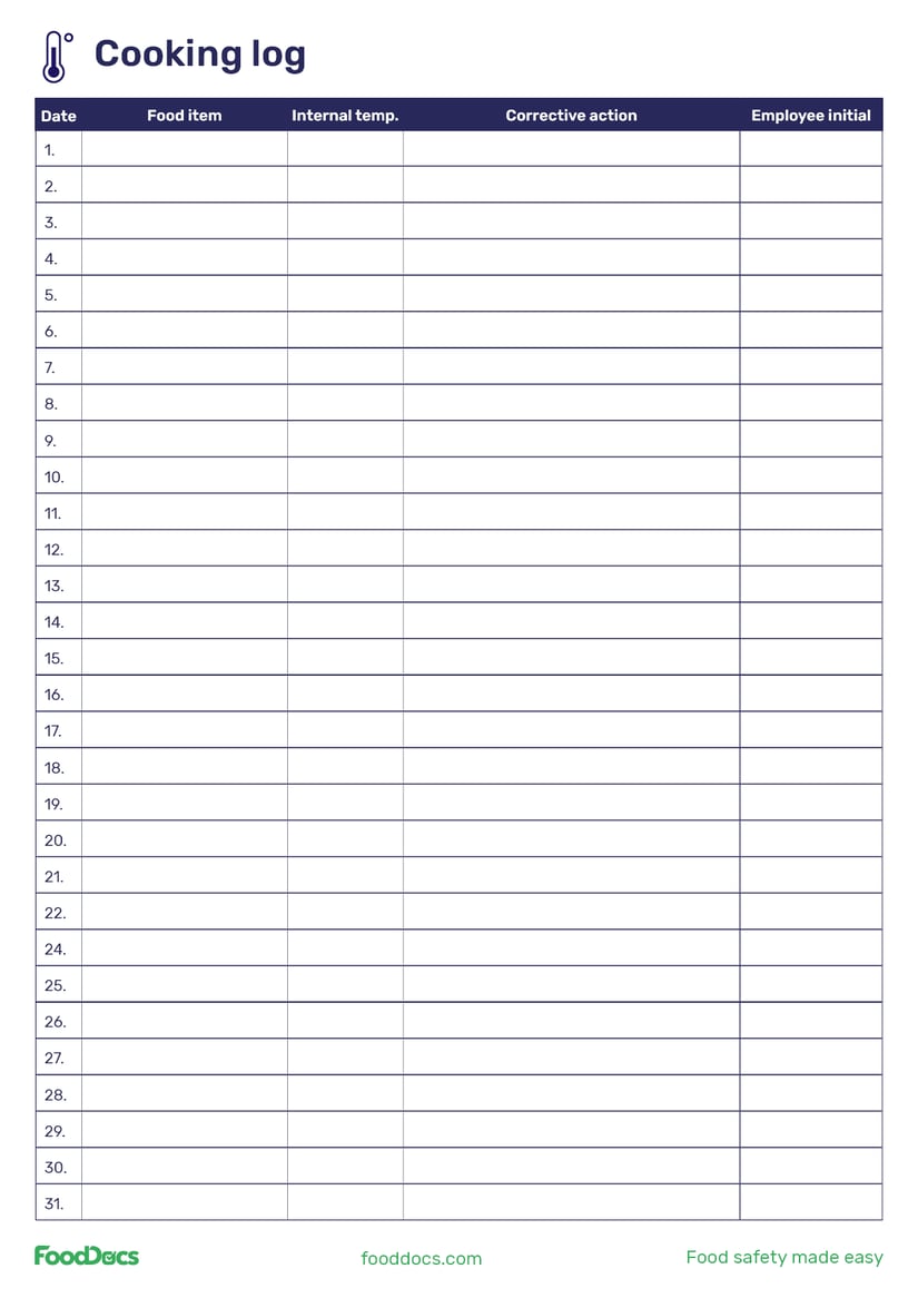 Cooking Log | Download Free Template