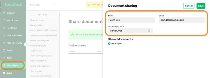 File storage > Share files