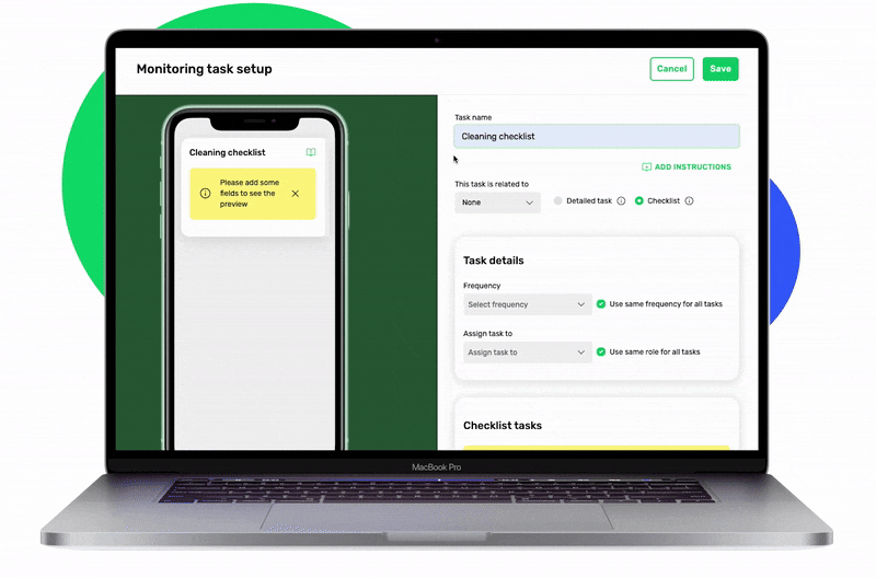 Monitoring check setup valge
