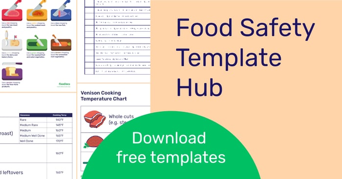 Preview of the food safety template hub with free downloads.