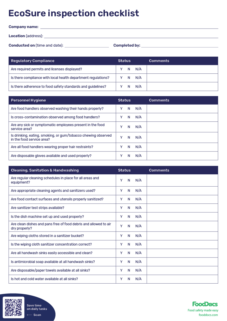 EcoSure Inspection Checklist | Free Download
