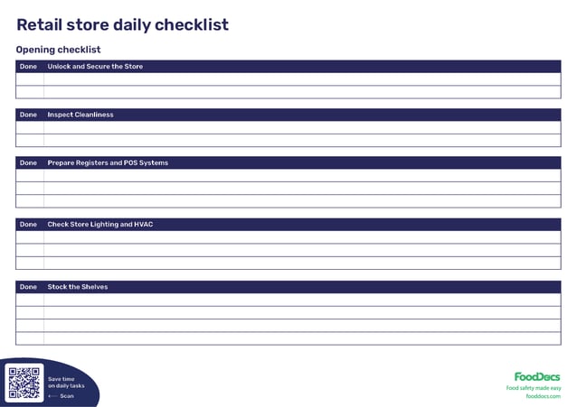 Retail Store Daily Checklist | Free Download Poster
