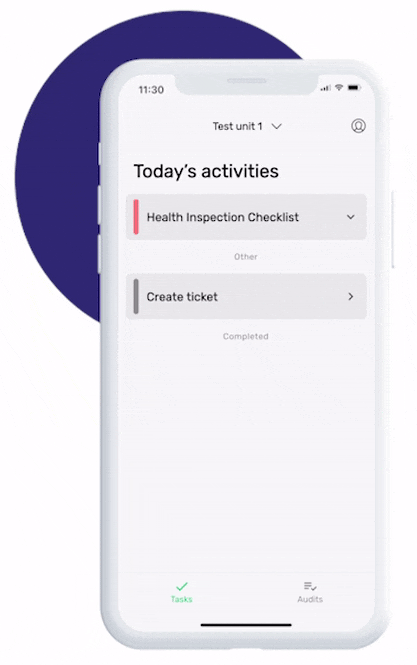 Health inspection checklist valge