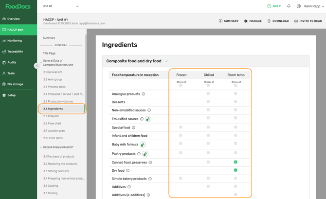 FoodDocs_KnowledgeBase_HACCP_IngredientSelection