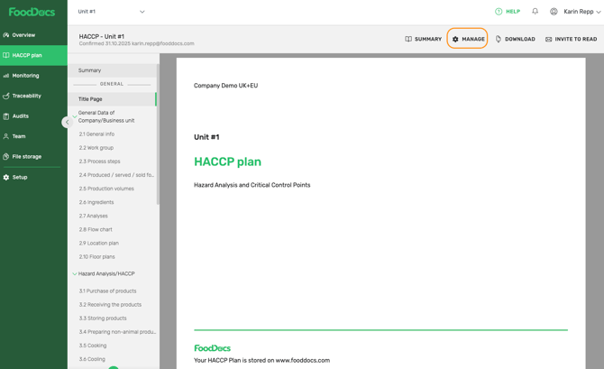 FoodDocs_KnowledgeBase_HACCP_Manage