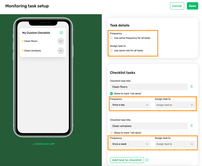 FoodDocs_Monitoring_Different_frequencies and roles