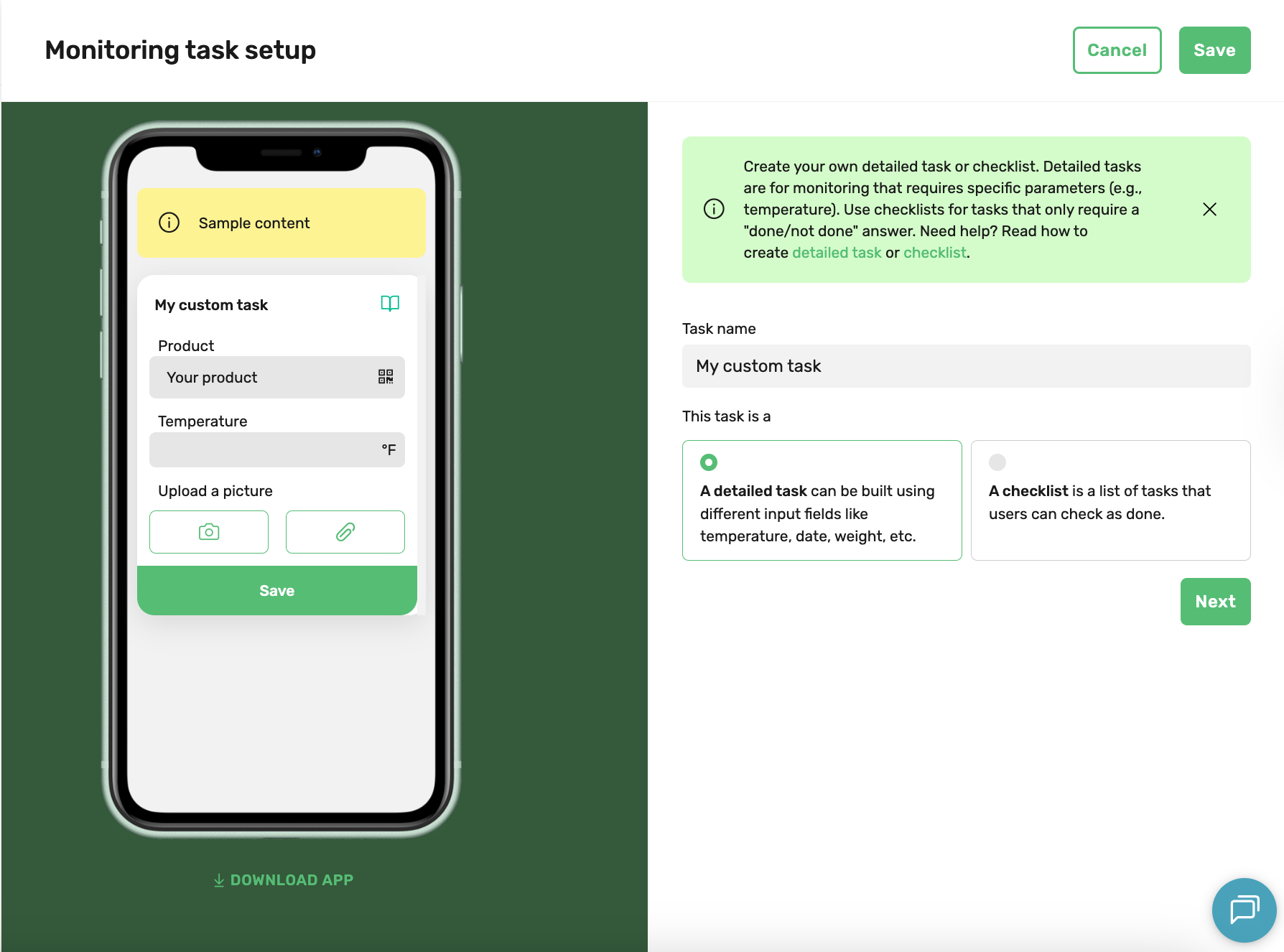 How to set up a new monitoring task from scratch?