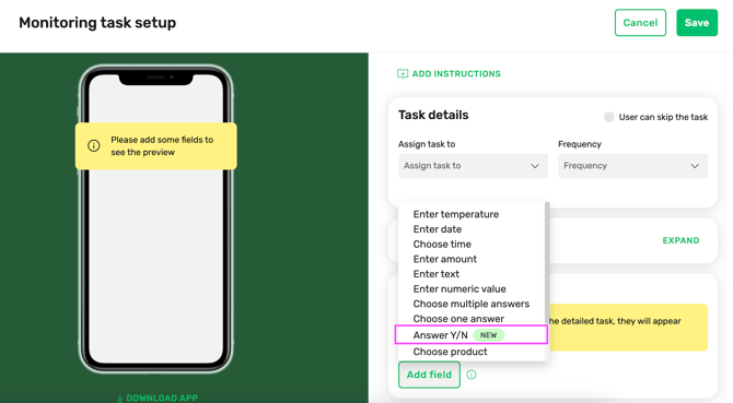 FoodDocs_Monitoring_Add_task_fields_Yes_No