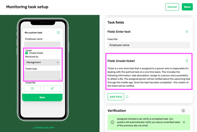 KB_Monitoring_TaskSetup_Create Ticket field