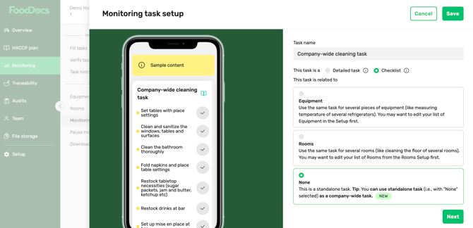 FoodDocs_Releases_Companywide_Checklist