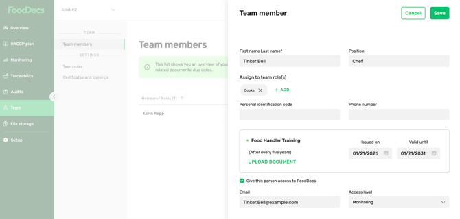 FoodDocs_Team_Invite_New_Teammember