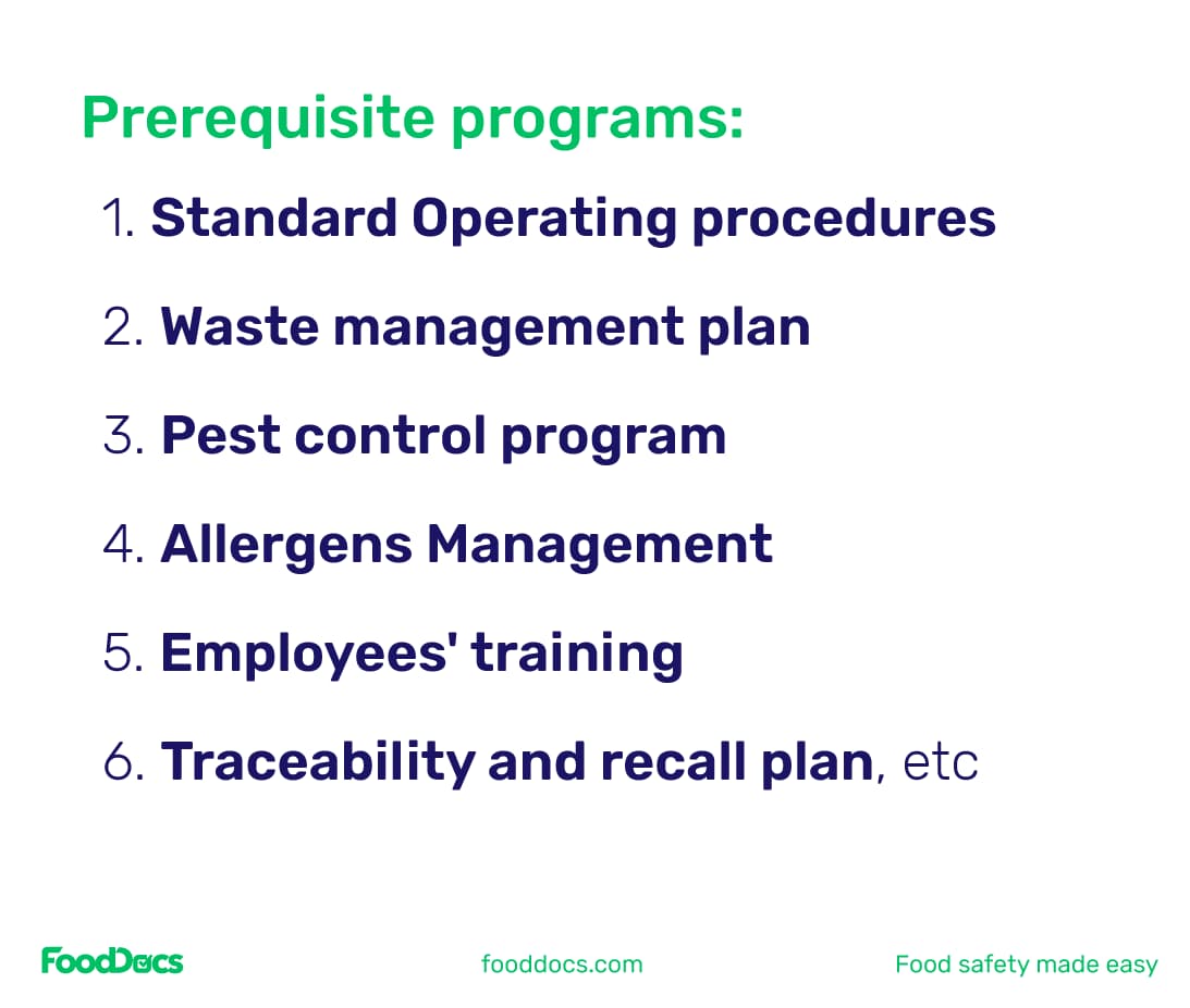 Prerequisite programs of HACCP