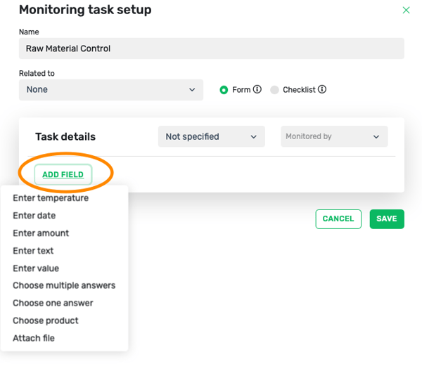 Food safety monitoring task