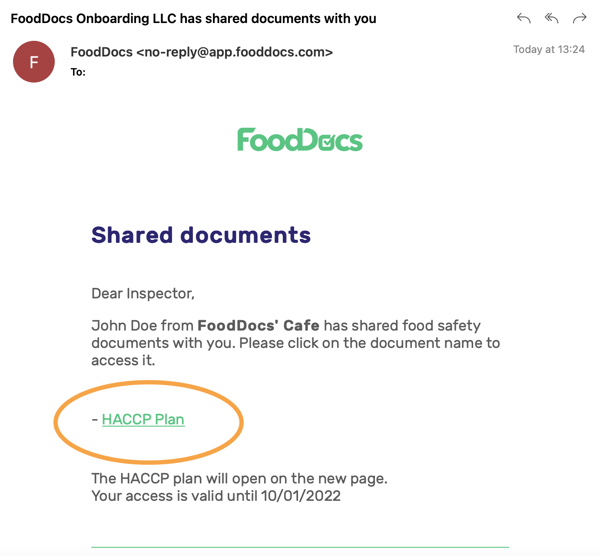 Share your HACCP plan with an EHO inspector