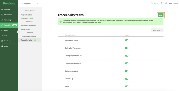 Add new traceability task