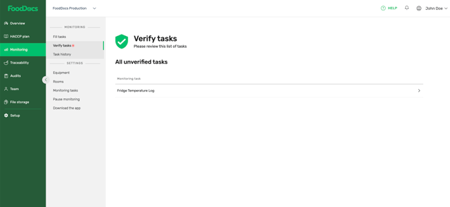 Task entries verification