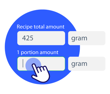 Calculating the recipe amounts to represent step 2 of setting up FoodDocs food traceability software system..