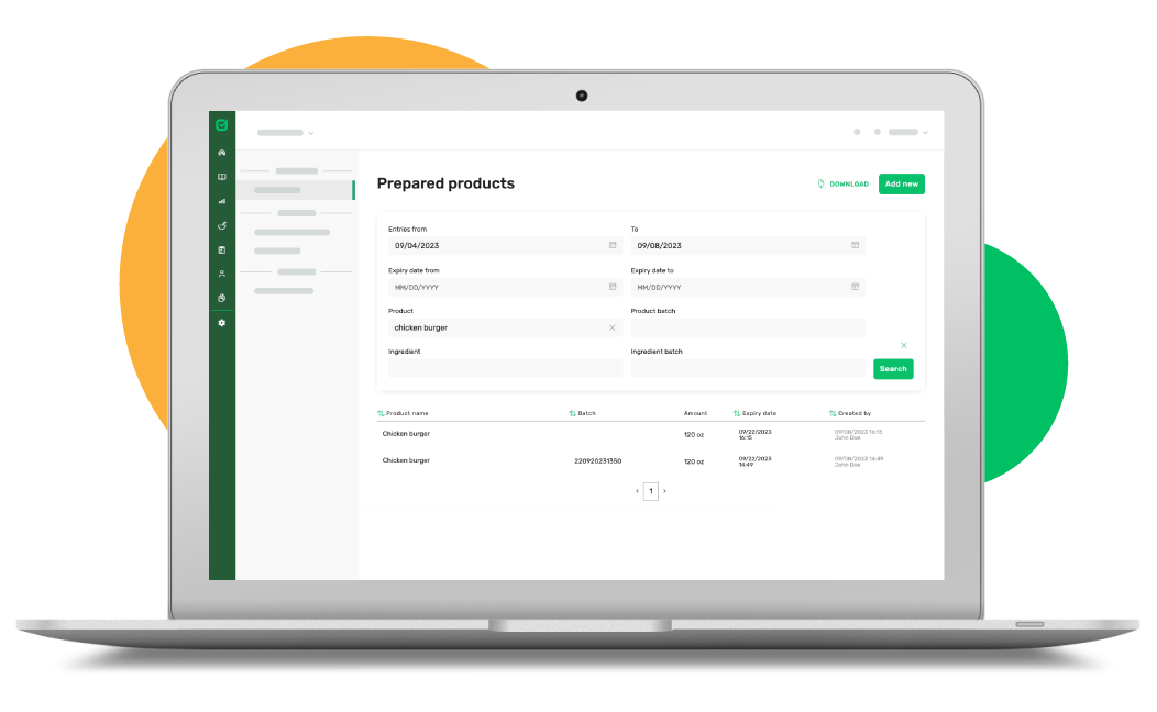 Preview of FoodDocs' food traceability software feature that allows you to add detailed information so you're always prepared for food recalls.