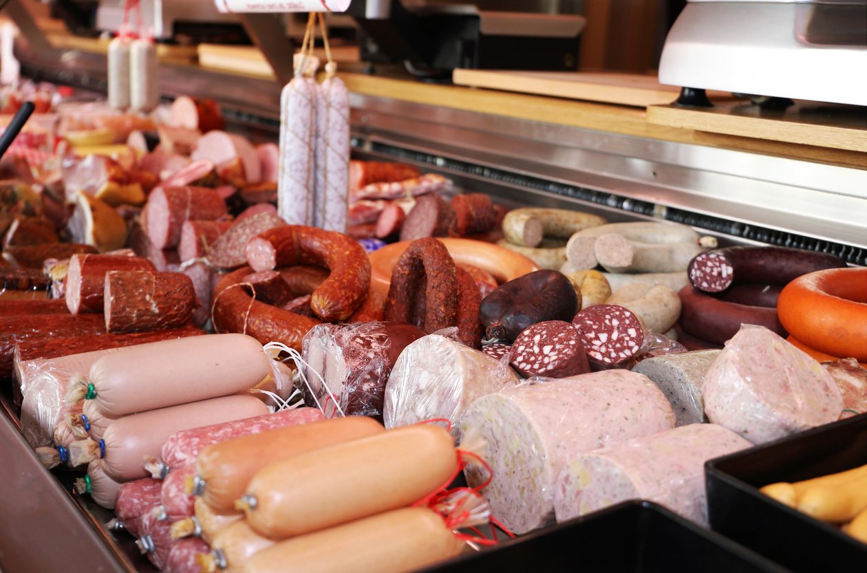 Variety of fine sausage products 