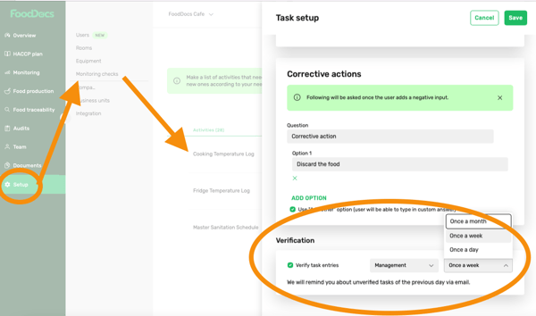 Verify tasks in FoodDocs