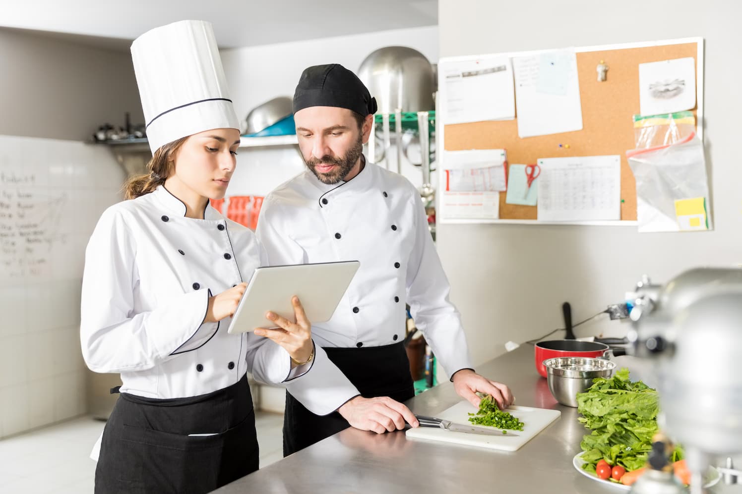 digital recipe book used in a restaurant