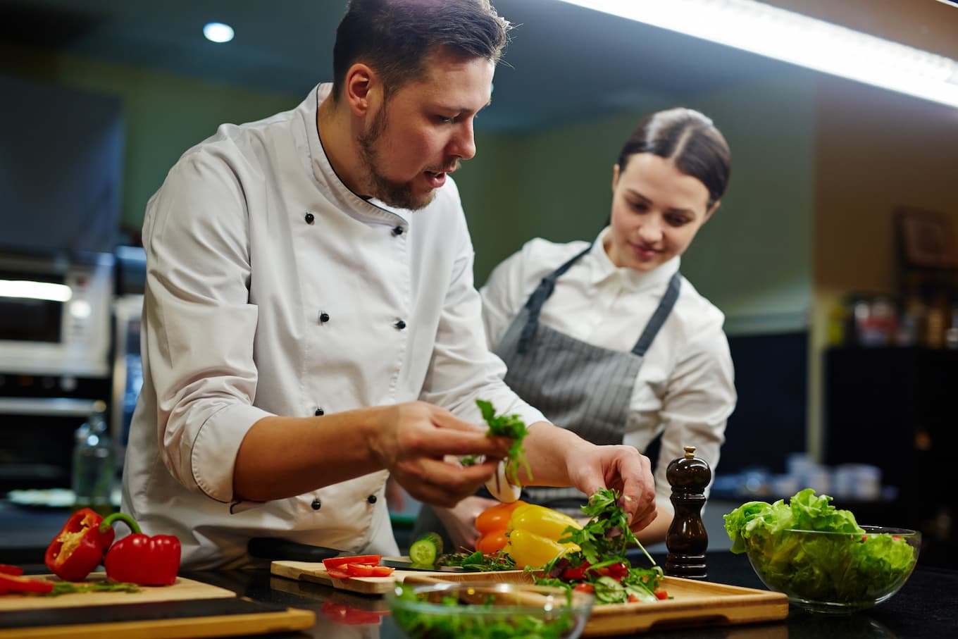 food preparation in a restaurant