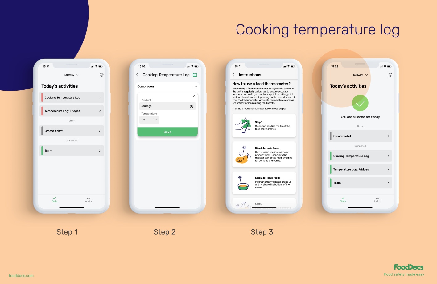 Cooking temperature log FoodDocs