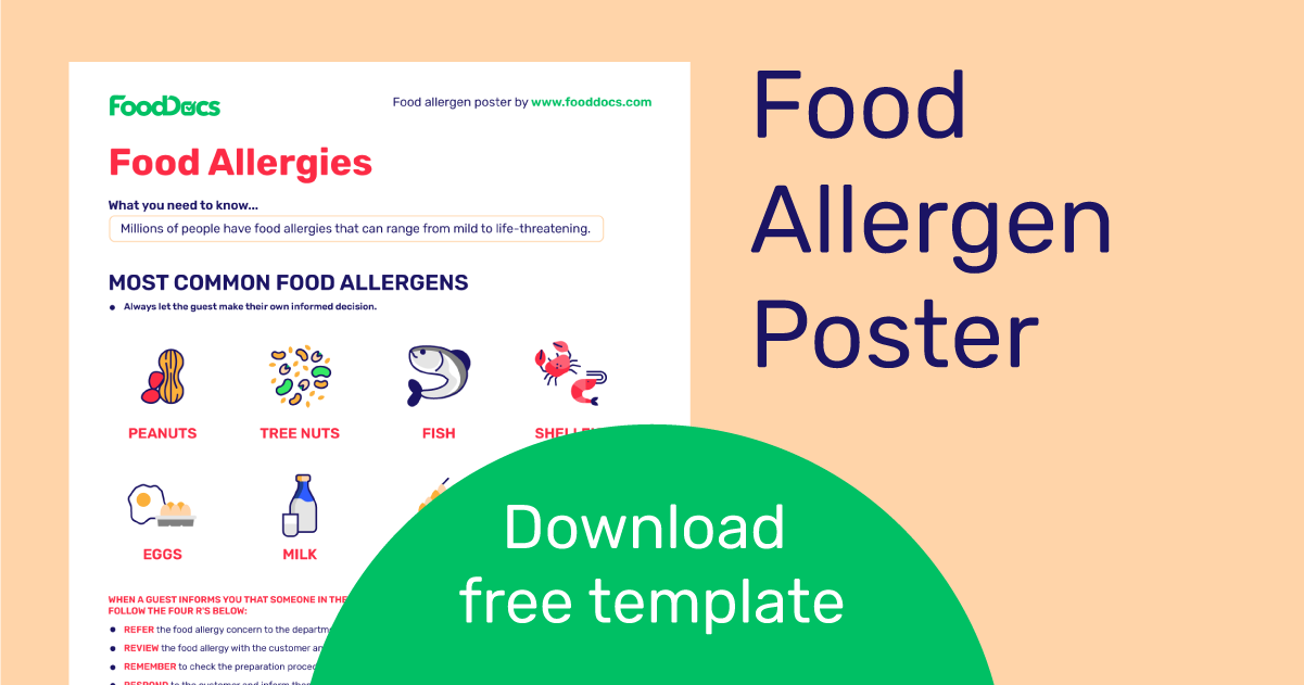 STAFF TRAINING & CUSTOMER DISPLAY Food Allergen/ FOOD ALLERGY Poster & stickers 