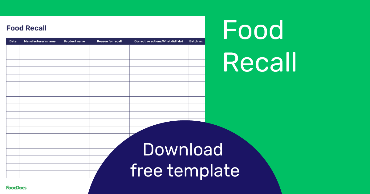 Food Recall Download Free Template