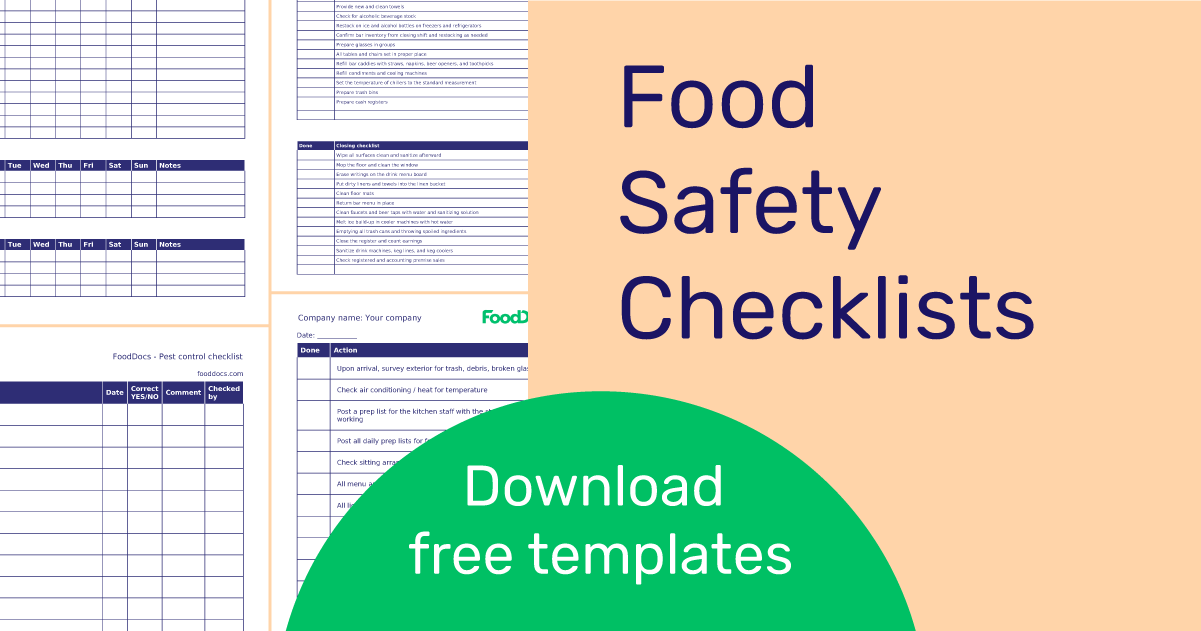 Fully customizable Food Safety Checklists Free Templates and downloads