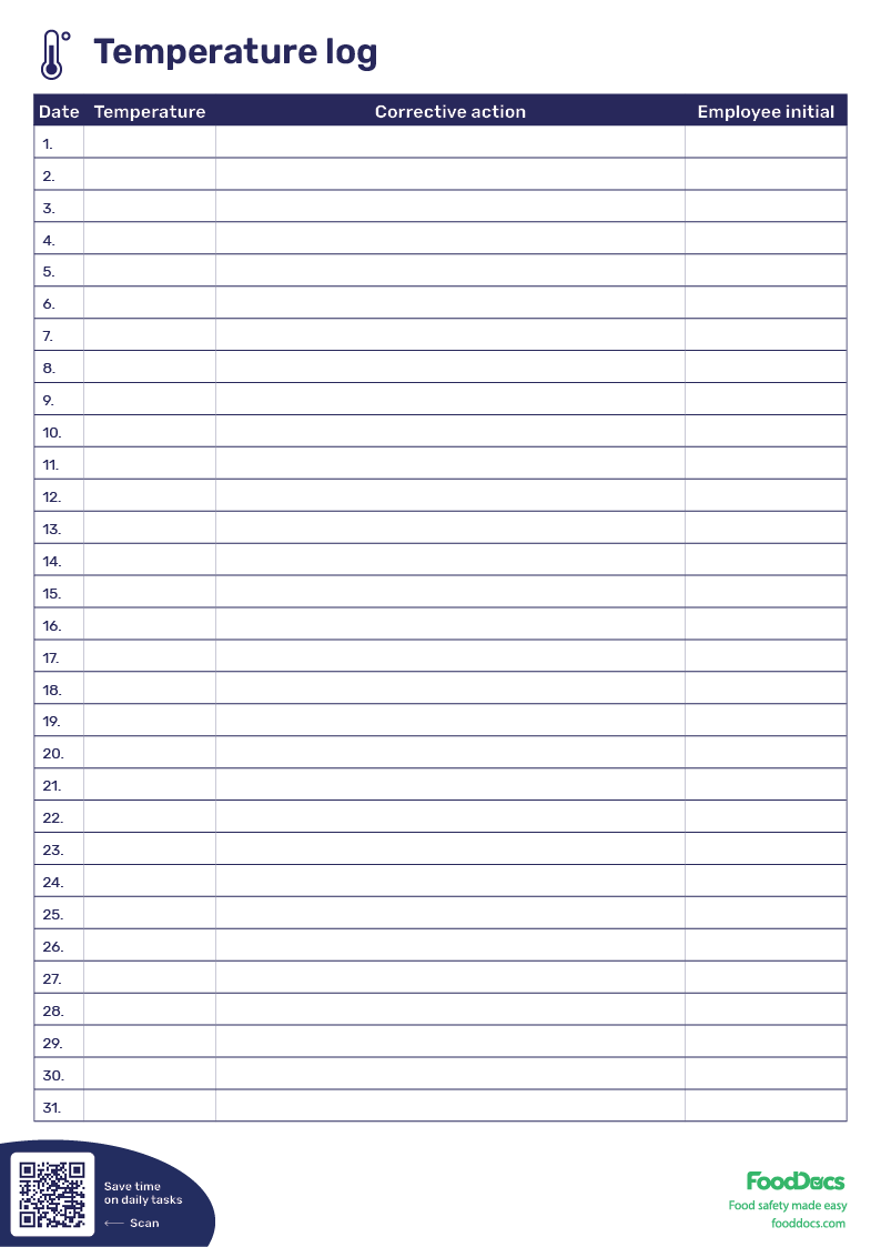 Temperature Log Sheet | Download Free Template