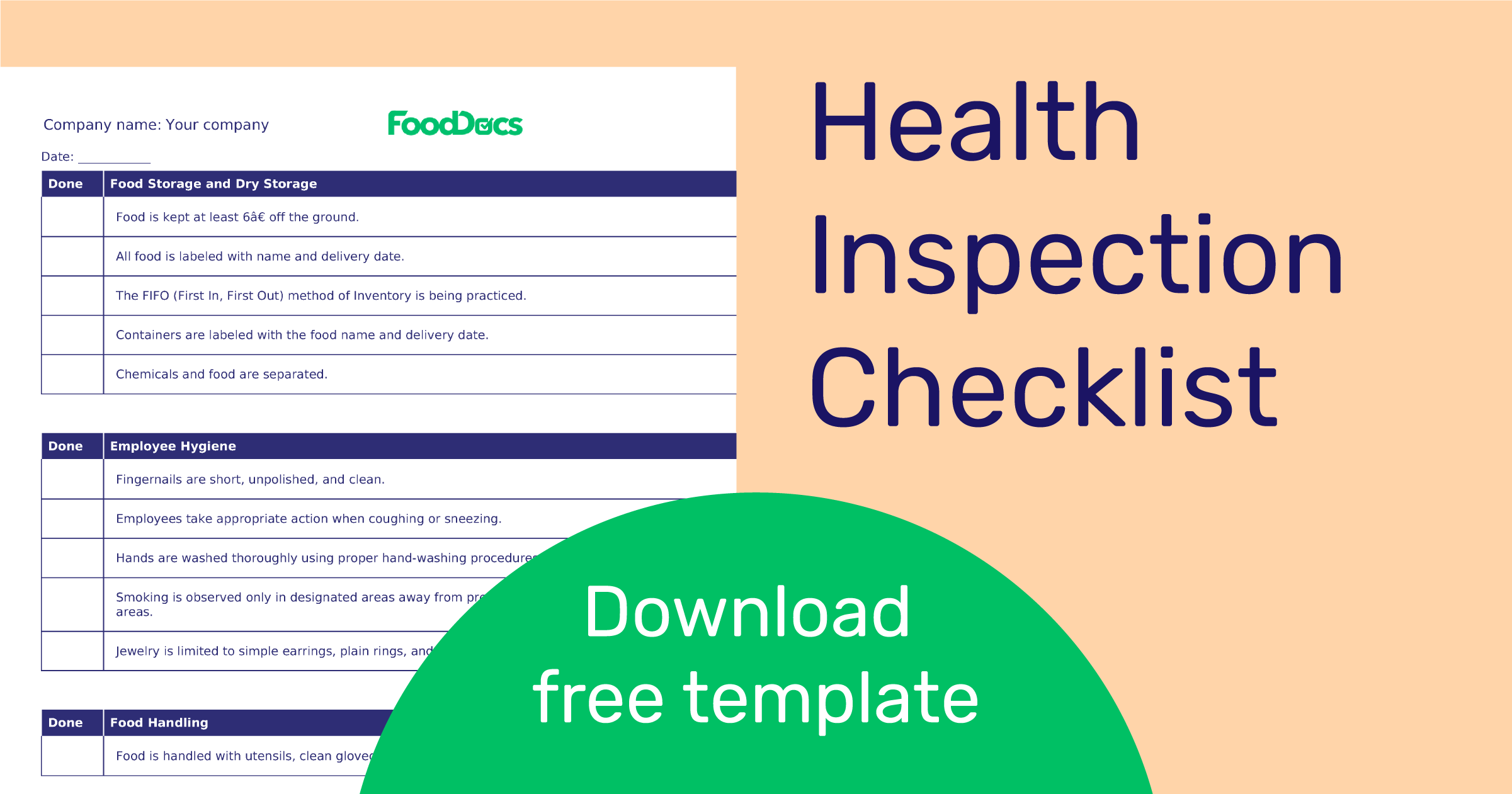 Health Inspection Checklist Template