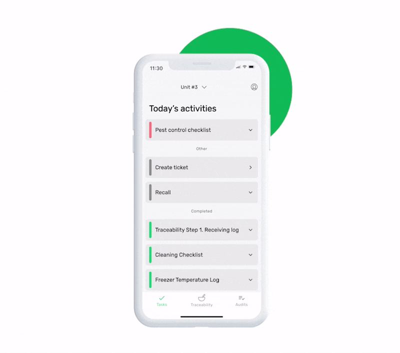Animated gif showing how to fill Pest Control Checklist inside FoodDocs app Animated gif showing how to fill Pest Control Checklist inside FoodDocs app