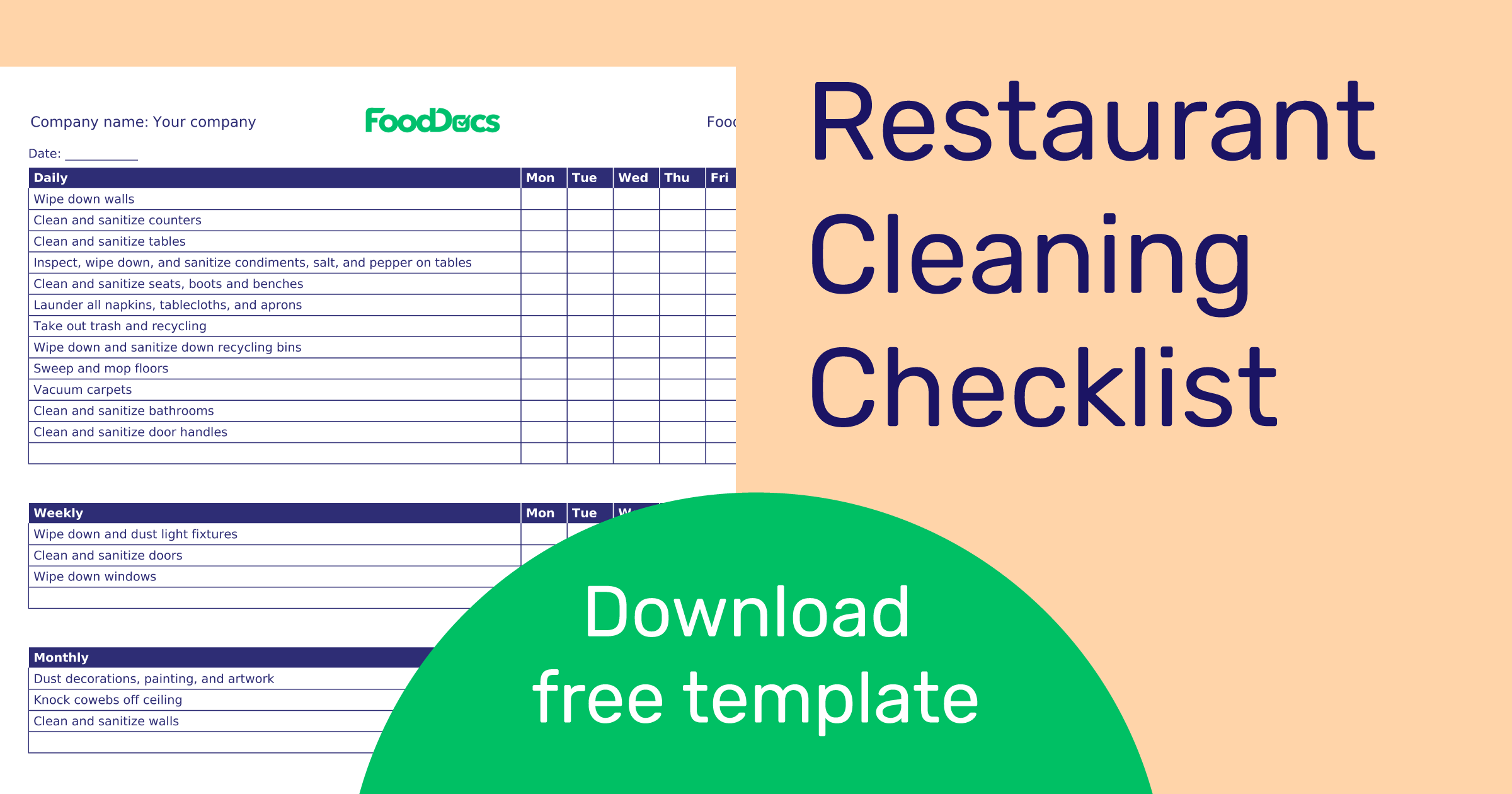 Restaurant Cleaning Checklist | Download Free Template
