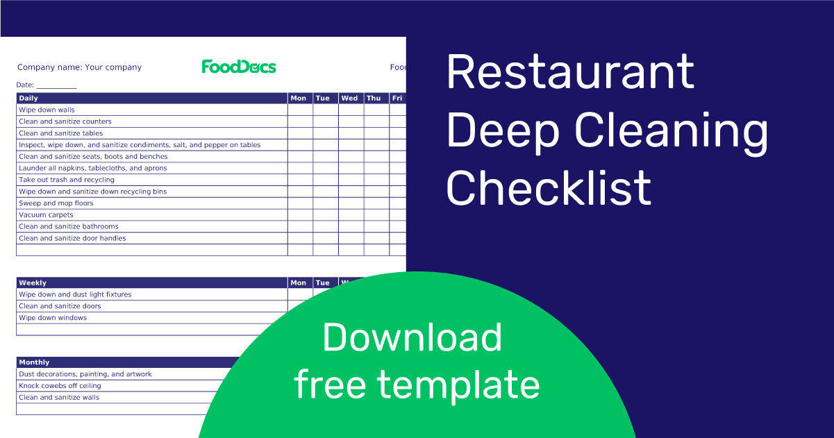 Easy Printable Restaurant Kitchen Cleaning Checklist