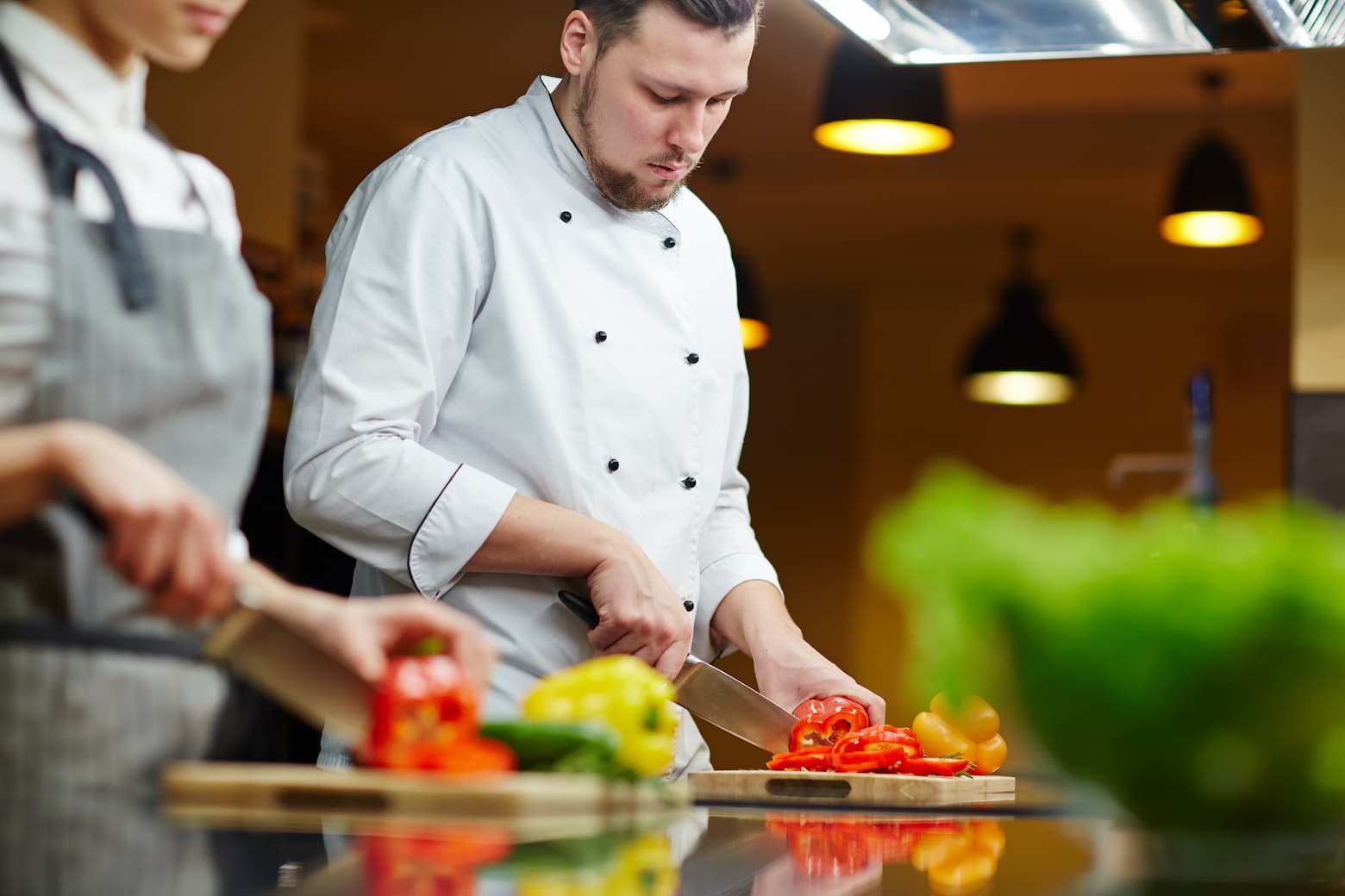 cutting food on cutting board