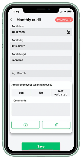 Audits, monthly audit complete form view on mobile
