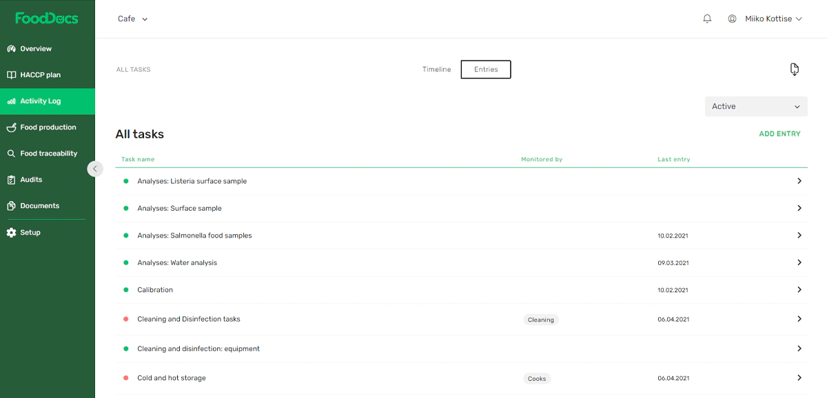 activity log screenshot